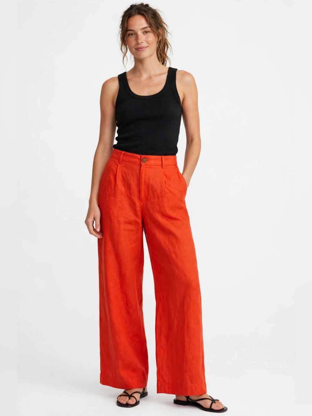 J. Crew Red Linen Trousers
